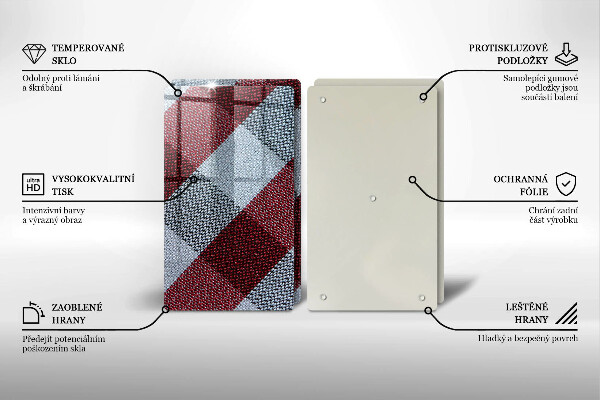 Tábua de cortar alimentos Xadrez vermelho e branco