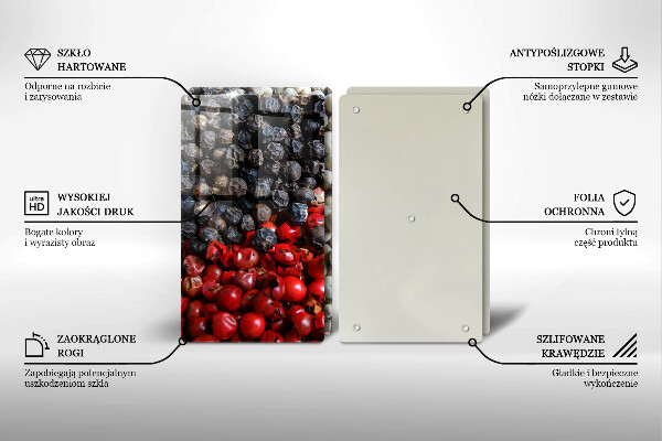 Tábua de cortar de vidro Pimenta preta