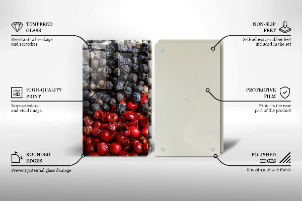 Tábua de cortar de vidro Pimenta preta