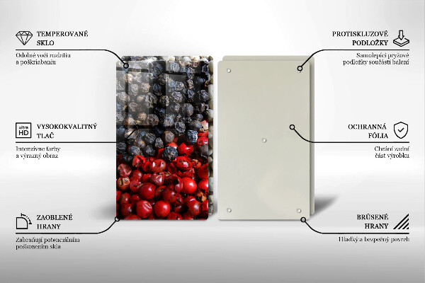 Tábua de cortar de vidro Pimenta preta