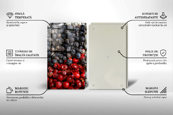 Tábua de cortar de vidro Pimenta preta