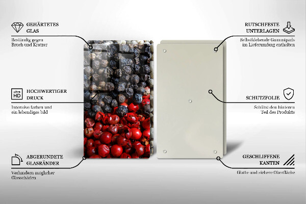 Tábua de cortar de vidro Pimenta preta