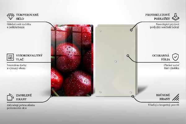 Tábua de vidro Close-up de cerejas