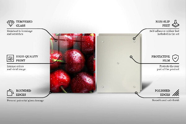 Tábua de vidro Close-up de cerejas