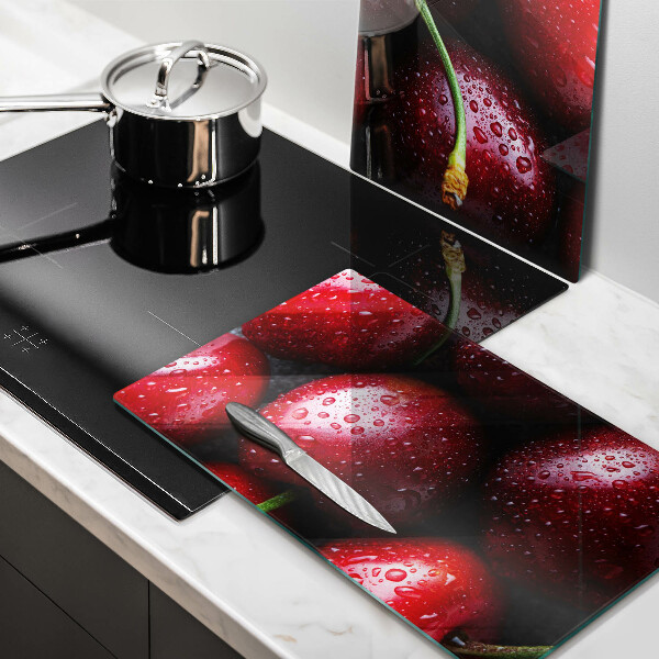 Tábua de vidro Close-up de cerejas