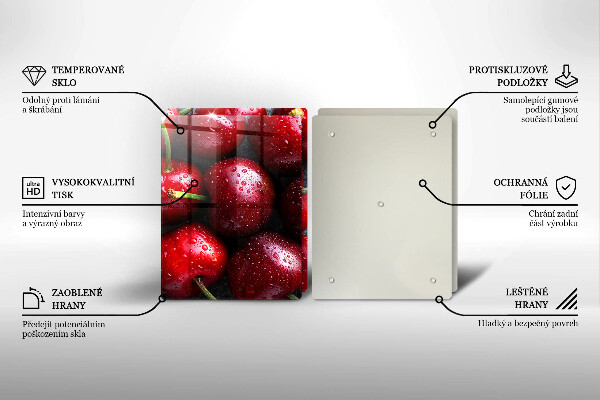 Tábua de vidro Close-up de cerejas