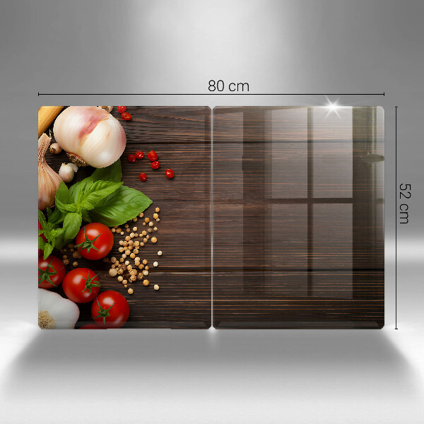 Tábua de cortar de vidro Vegetais na mesa