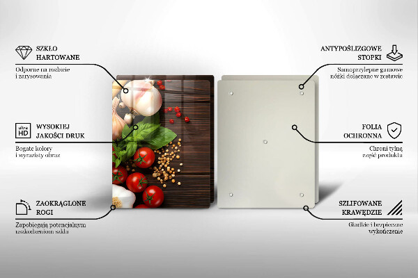 Tábua de cortar de vidro Vegetais na mesa