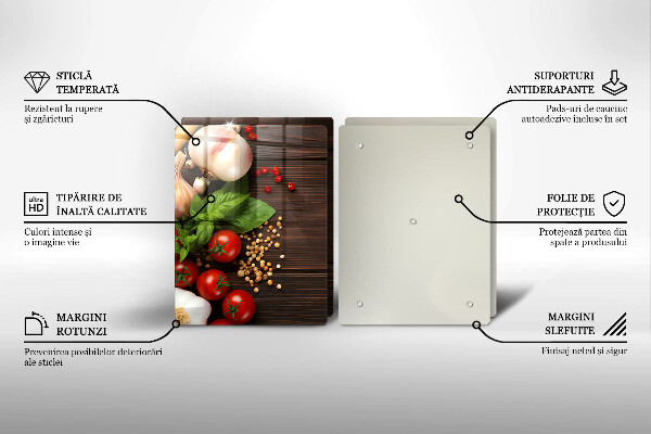 Tábua de cortar de vidro Vegetais na mesa