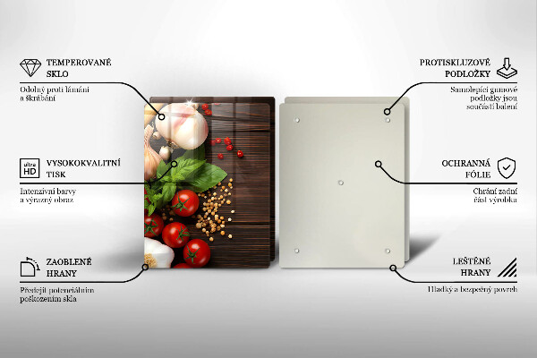 Tábua de cortar de vidro Vegetais na mesa