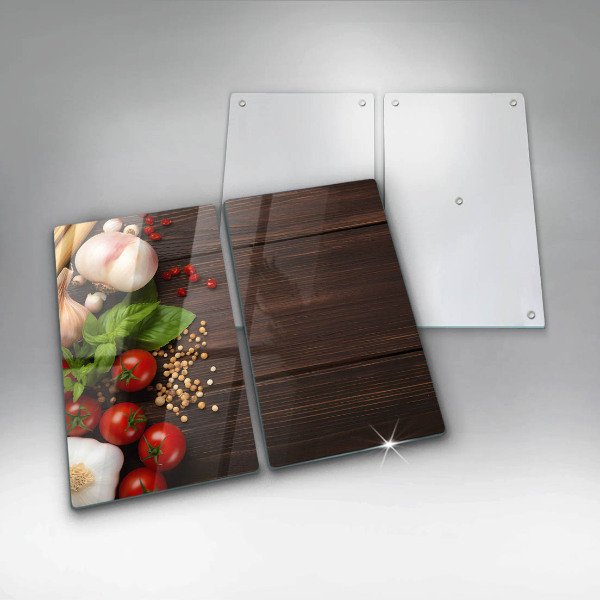 Tábua de cortar de vidro Vegetais na mesa