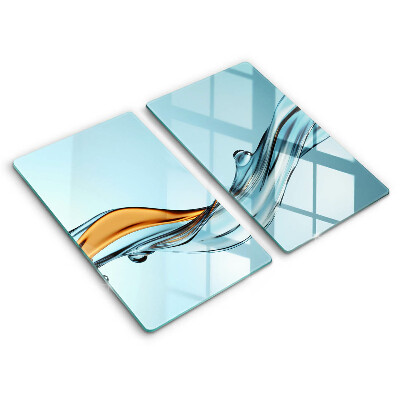 Tábua de vidro Água sobre fundo azul