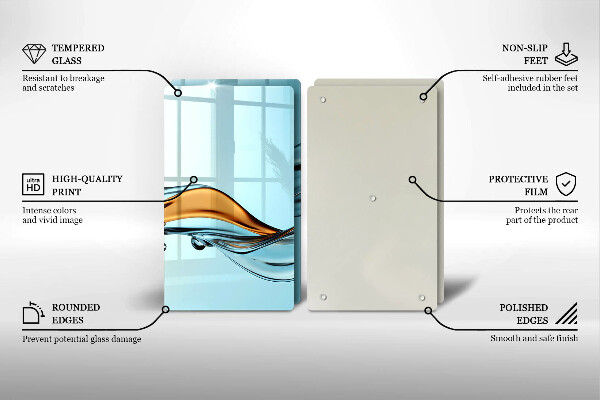 Tábua de vidro Água sobre fundo azul