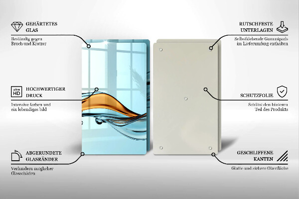 Tábua de vidro Água sobre fundo azul
