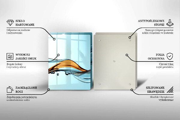 Tábua de vidro Água sobre fundo azul