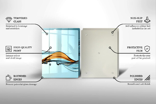 Tábua de vidro Água sobre fundo azul