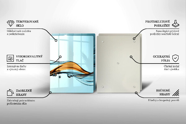 Tábua de vidro Água sobre fundo azul