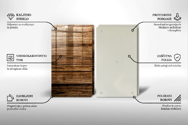 Tábua de cortar de vidro Textura de madeira