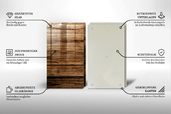 Tábua de cortar de vidro Textura de madeira