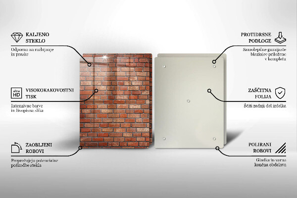 Tábua de cortar de vidro Parede de tijolos