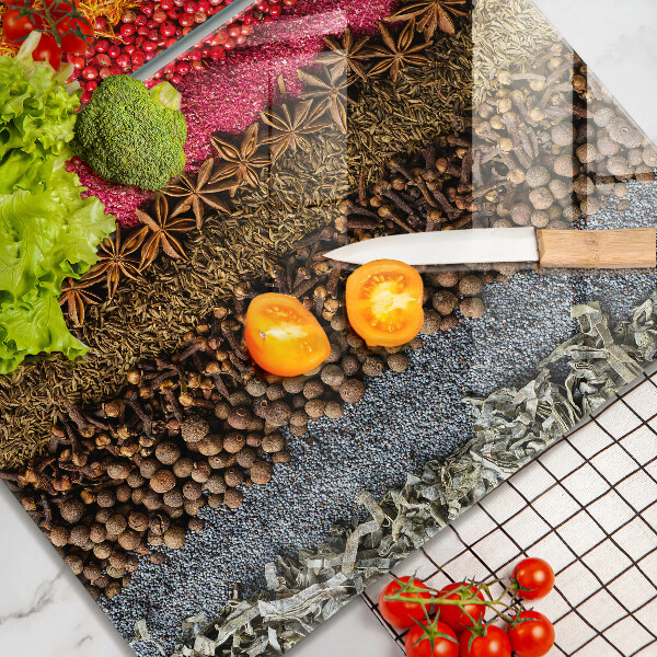 Tábua corte Especiarias coloridas