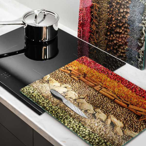 Tábua corte Especiarias coloridas