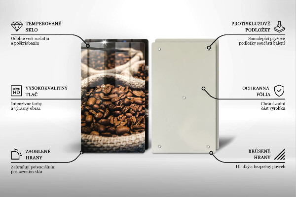 Tábua de corte de vidro Sacos de grãos de café