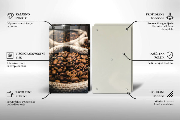 Tábua de corte de vidro Sacos de grãos de café