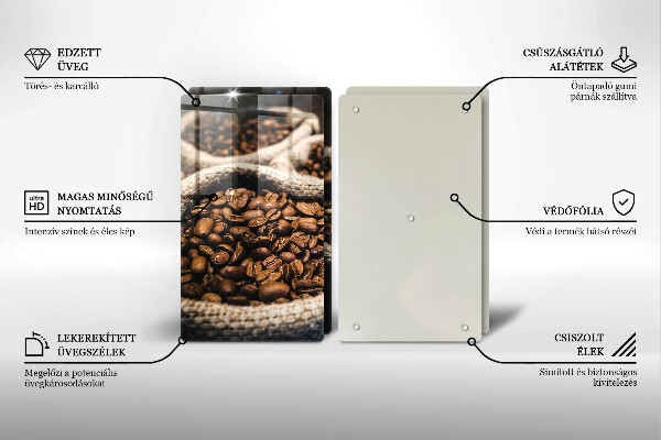 Tábua de corte de vidro Sacos de grãos de café