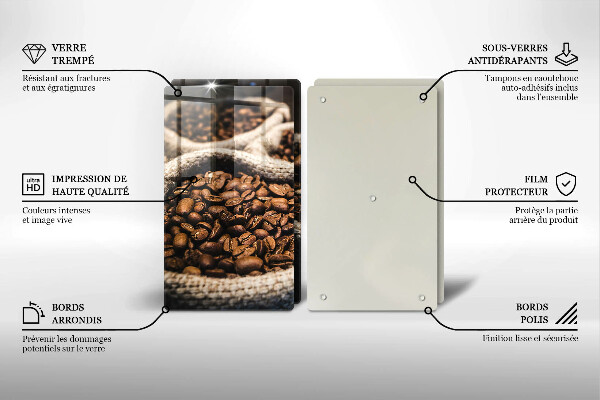 Tábua de corte de vidro Sacos de grãos de café