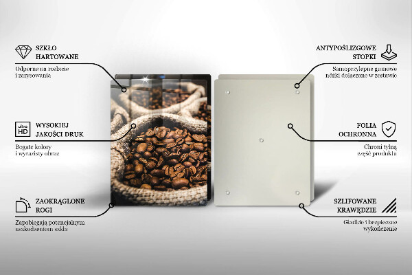 Tábua de corte de vidro Sacos de grãos de café