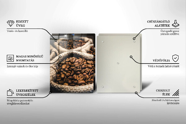 Tábua de corte de vidro Sacos de grãos de café