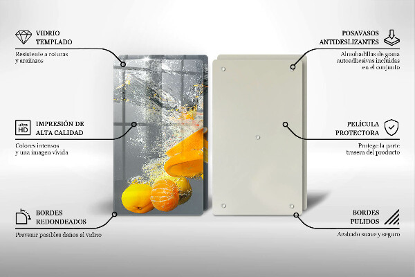 Tábua de corte Limões em água