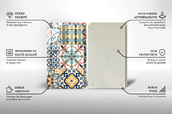 Tábua de corte de vidro Azulejos decorativos