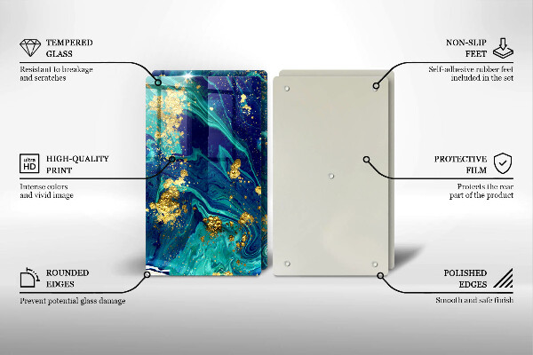 Tábua de vidro Abstração com ouro