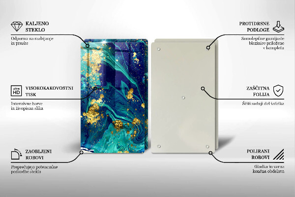 Tábua de vidro Abstração com ouro