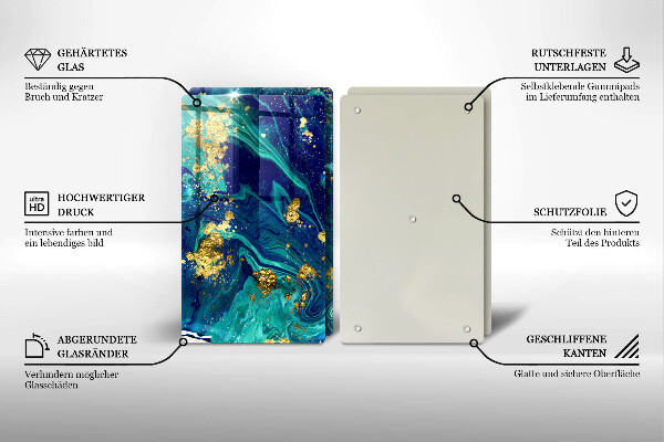 Tábua de vidro Abstração com ouro