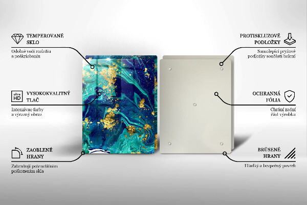 Tábua de vidro Abstração com ouro