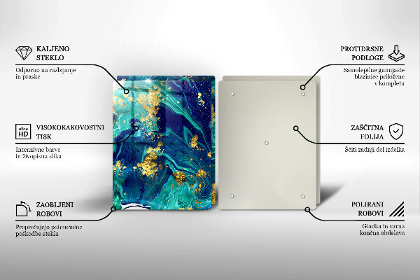 Tábua de vidro Abstração com ouro