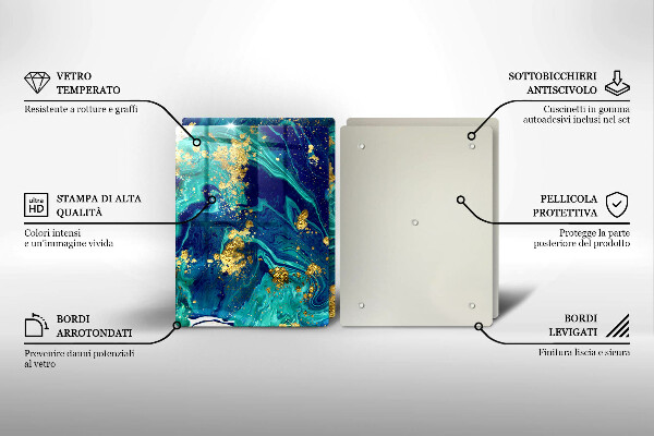 Tábua de vidro Abstração com ouro