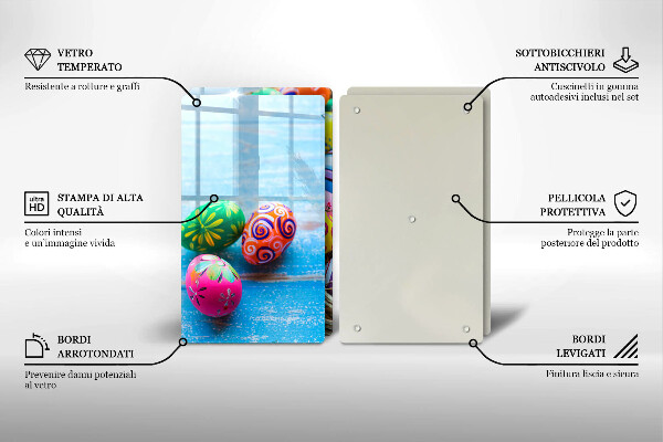 Tábua de corte de vidro ovos de páscoa