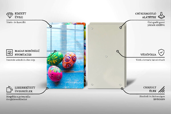 Tábua de corte de vidro ovos de páscoa