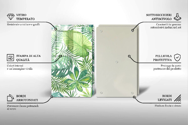 Tábua cozinha Folhas boho em aquarela