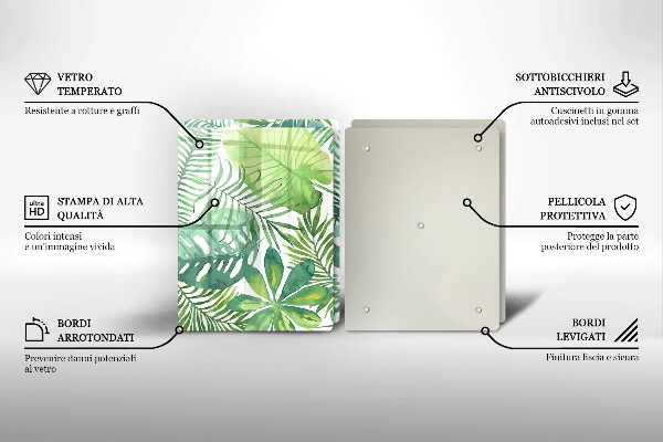 Tábua cozinha Folhas boho em aquarela