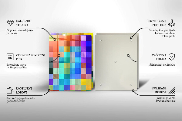 Tábua corte Quadrados de pixels coloridos