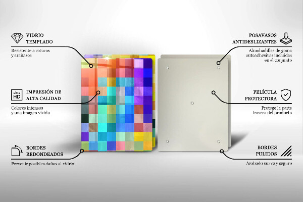 Tábua corte Quadrados de pixels coloridos