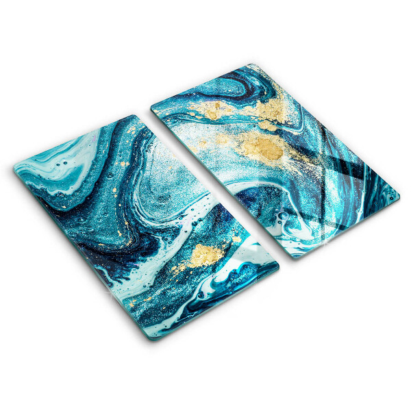Tábua para cozinha Azul abstrato dourado