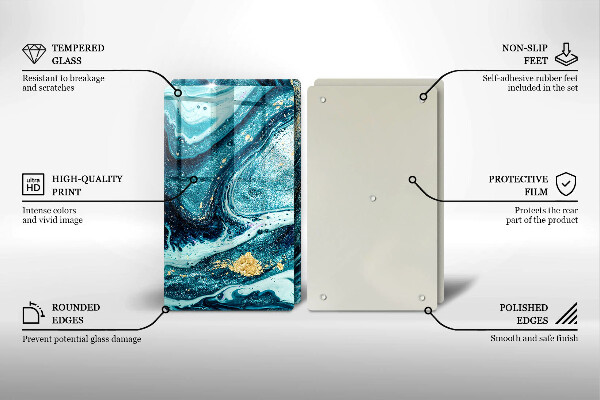 Tábua para cozinha Azul abstrato dourado