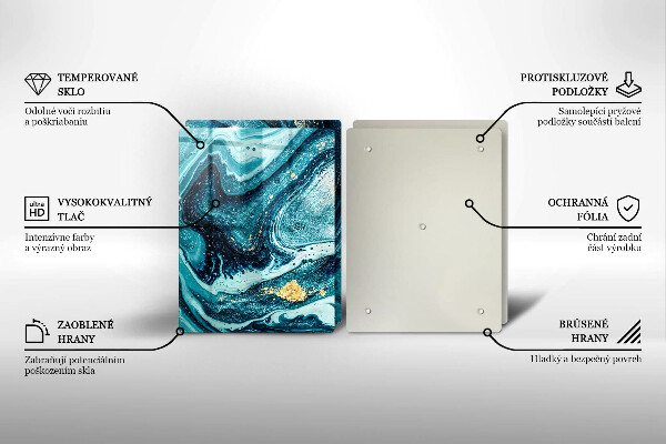 Tábua para cozinha Azul abstrato dourado