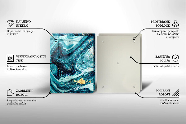 Tábua para cozinha Azul abstrato dourado